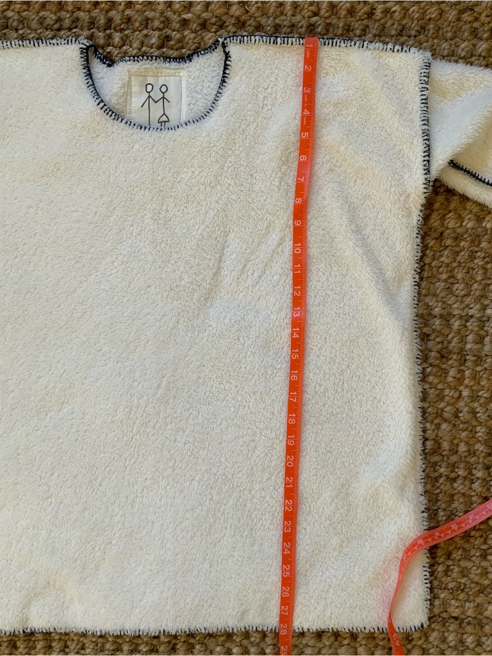 Johnny Was for Pete & Reta Soft Cream Sherpa Sweater with Black Stitching - Picture 6 of 7